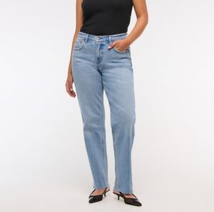 Abercrombie & Fitch 90s Straight Mid-Rise Jeans, Medium Wash, Sz 24 Short Curve